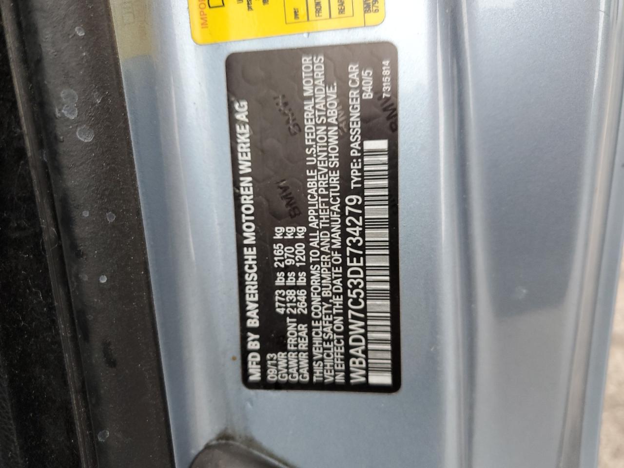 2013 BMW 328 I Sulev VIN: WBADW7C53DE734279 Lot: 90424325