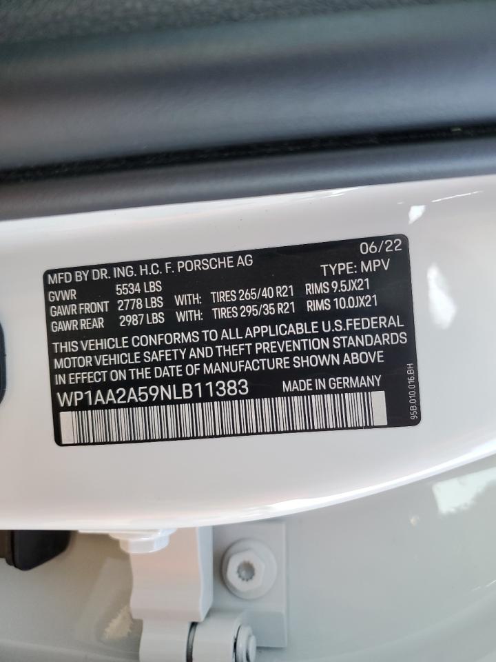 2022 Porsche Macan VIN: WP1AA2A59NLB11383 Lot: 91719295