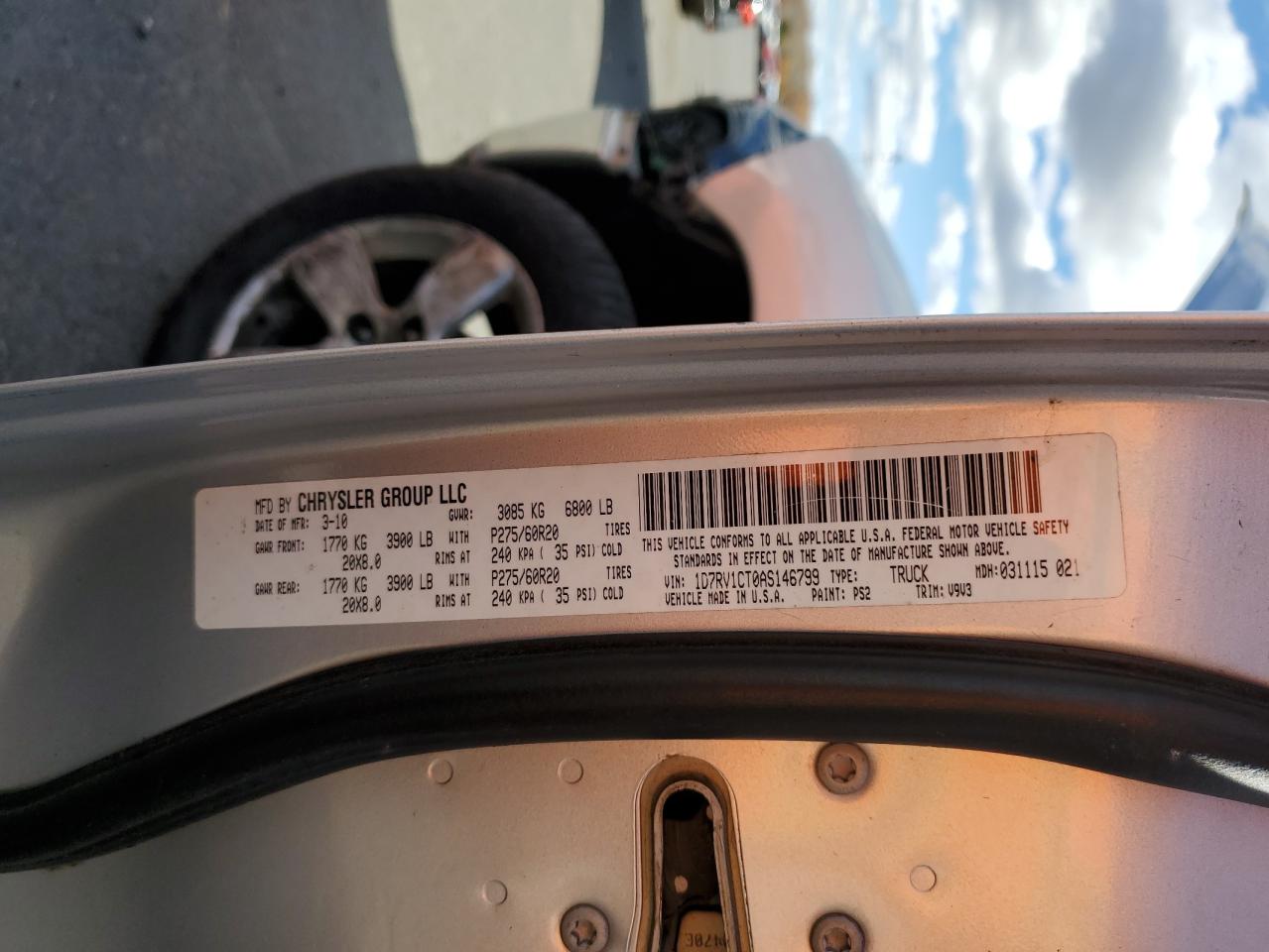 2010 Dodge Ram 1500 VIN: 1D7RV1CT0AS146799 Lot: 90308175