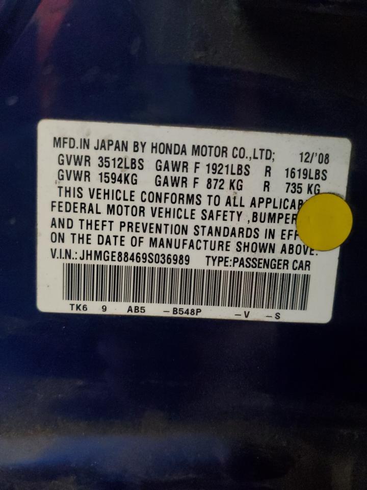 2009 Honda Fit Sport VIN: JHMGE88469S036989 Lot: 91059175