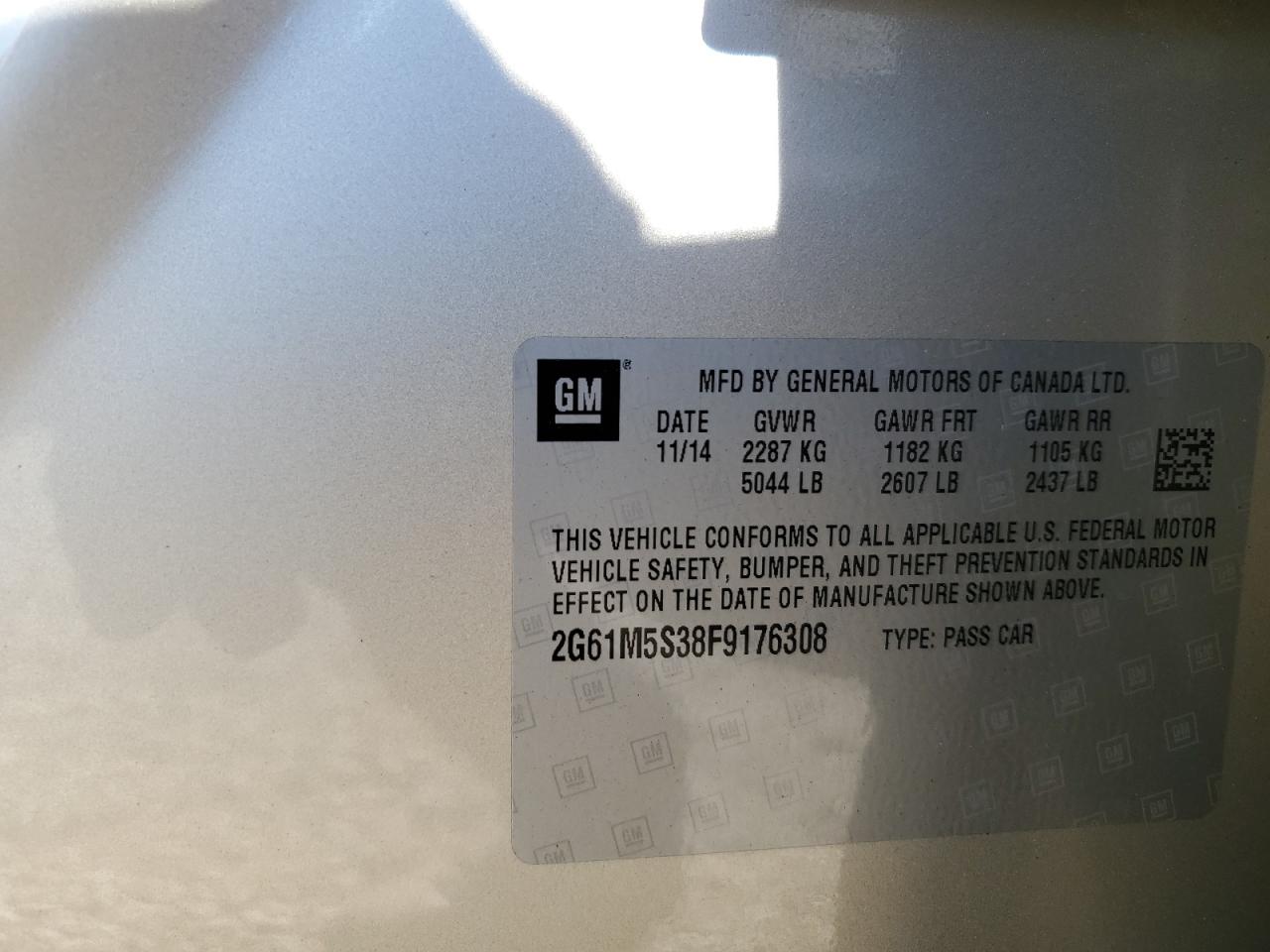 2015 Cadillac Xts Luxury Collection VIN: 2G61M5S38F9176308 Lot: 91570735