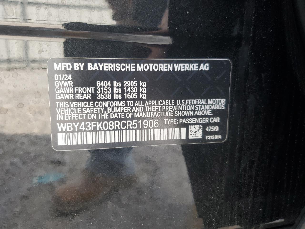 2024 BMW I5 M60 VIN: WBY43FK08RCR51906 Lot: 92431805