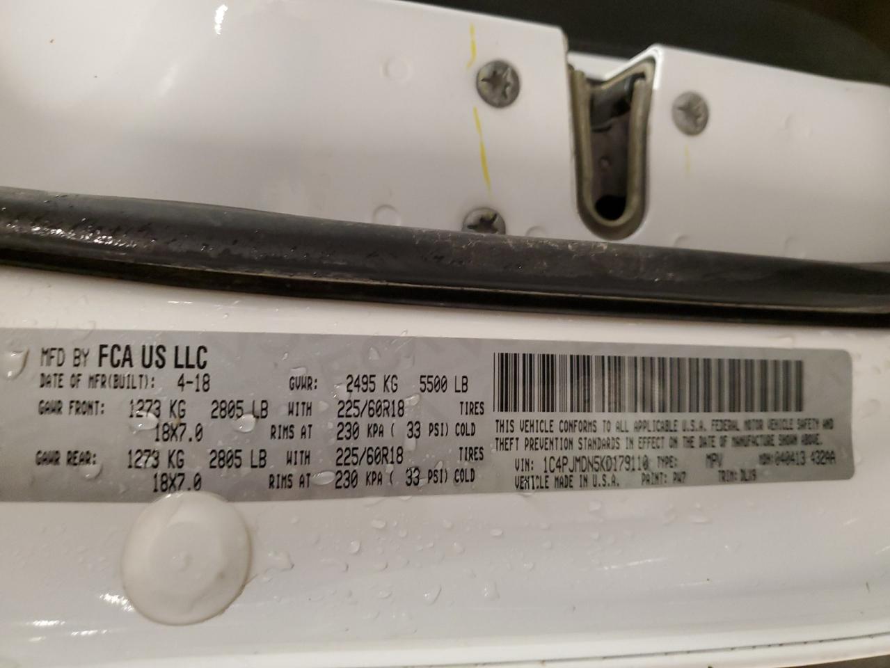 2019 Jeep Cherokee Limited VIN: 1C4PJMDN5KD179110 Lot: 93898695