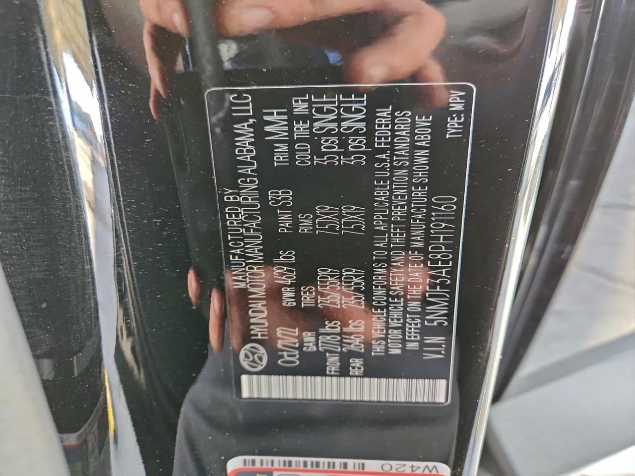 2023 Hyundai Tucson Sel VIN: 5NMJF3AE8PH191160 Lot: 94032525