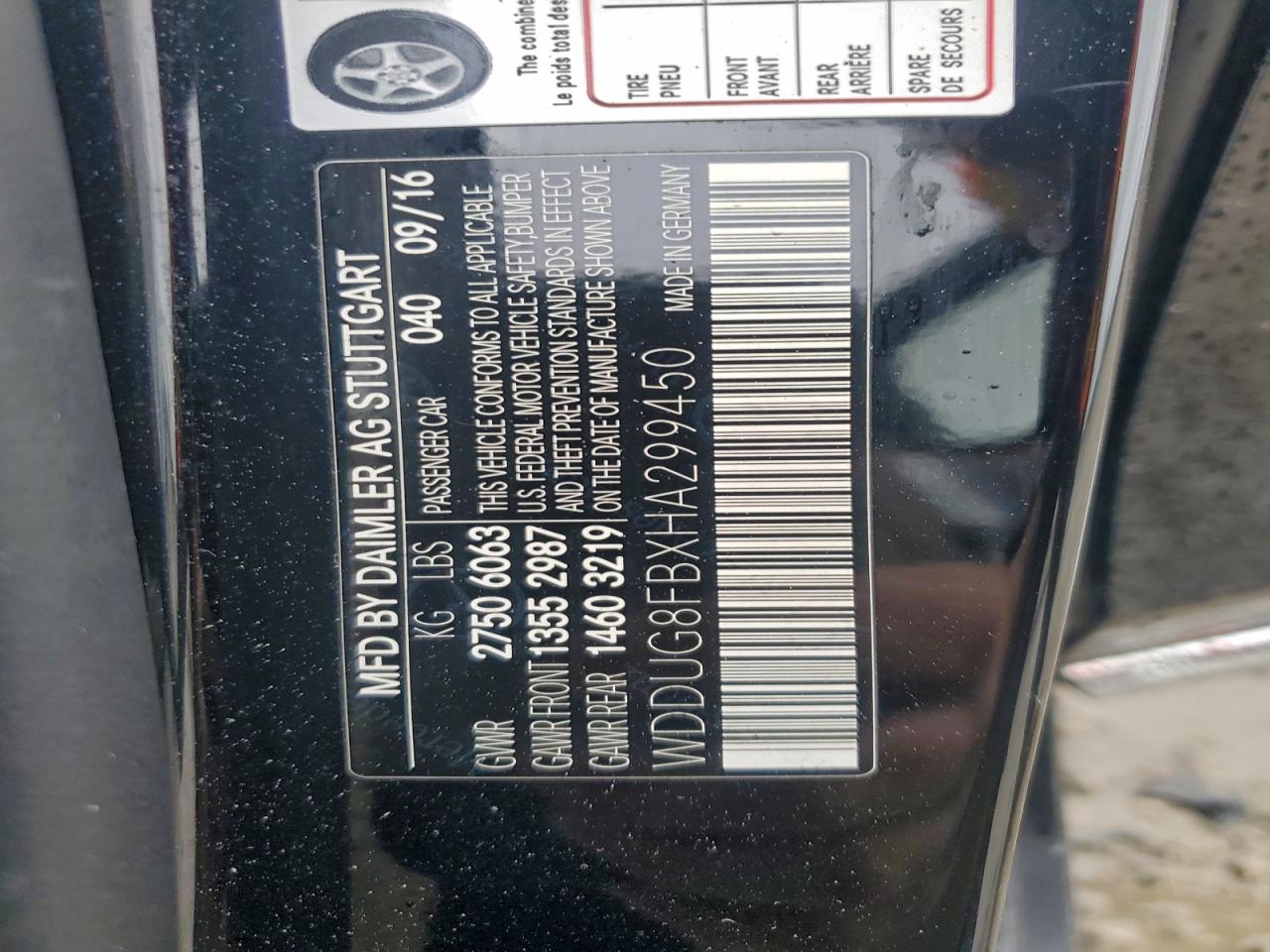 2017 Mercedes-Benz S 550 4Matic VIN: WDDUG8FBXHA299450 Lot: 93523545