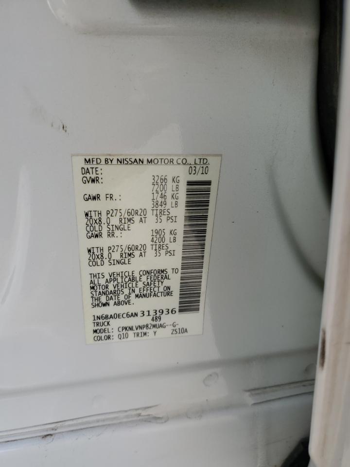 2010 Nissan Titan Xe VIN: 1N6BA0EC6AN313936 Lot: 91730925