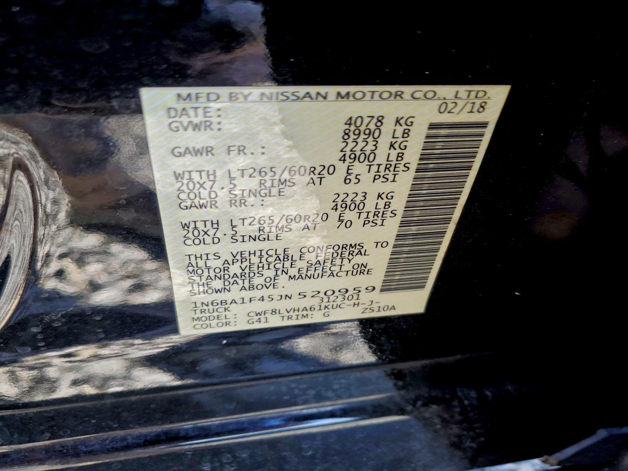 2018 Nissan Titan Xd Sl VIN: 1N6BA1F45JN520959 Lot: 94734095