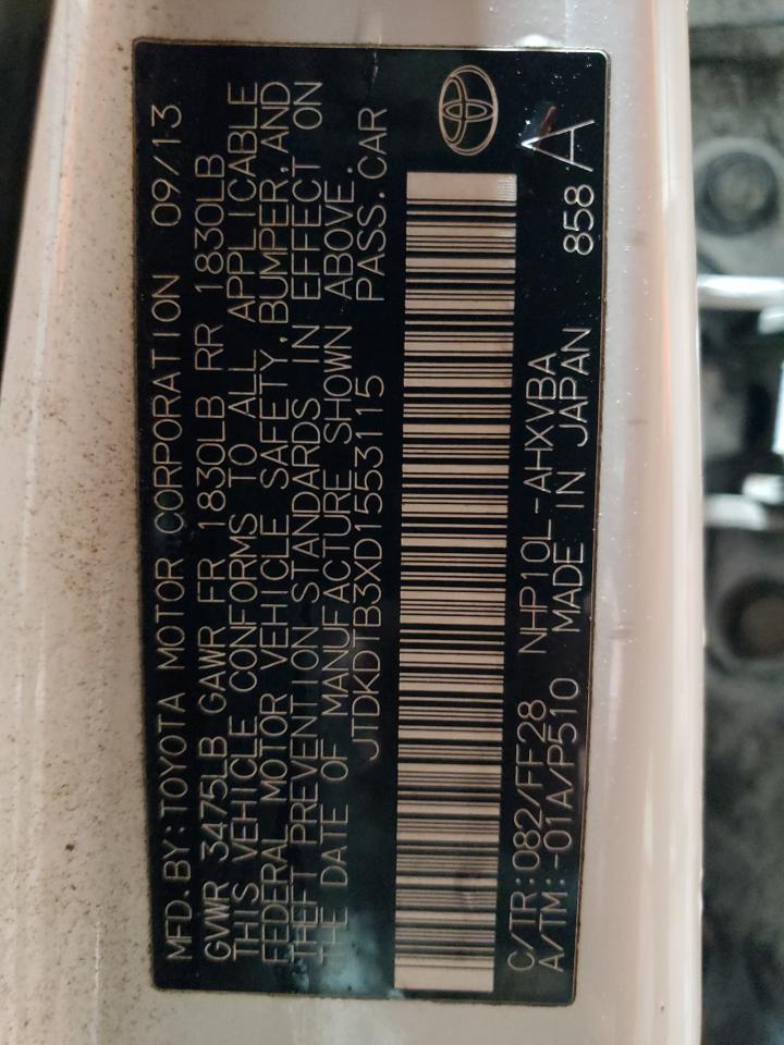 2013 Toyota Prius C VIN: JTDKDTB3XD1553115 Lot: 93002115