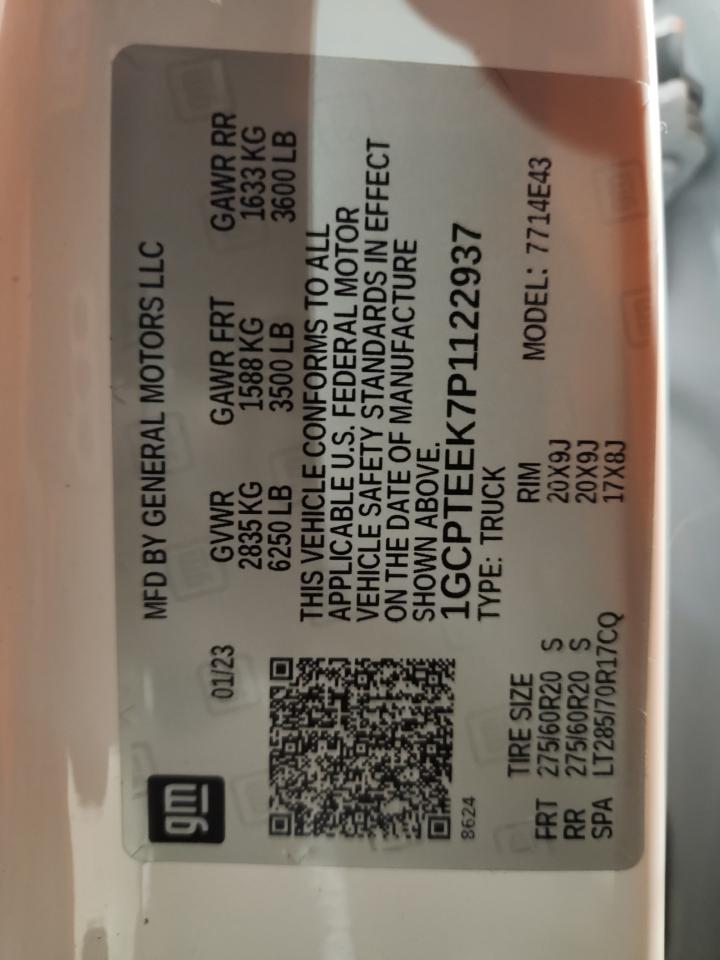 2023 Chevrolet Colorado Trail Boss VIN: 1GCPTEEK7P1122937 Lot: 92900405