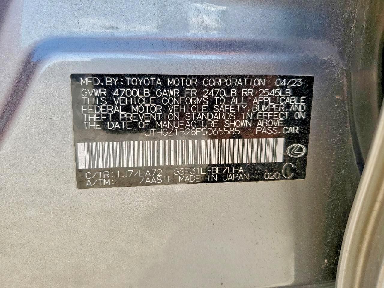 2023 Lexus Is 350 F Sport Design VIN: JTHGZ1B28P5065585 Lot: 94435615