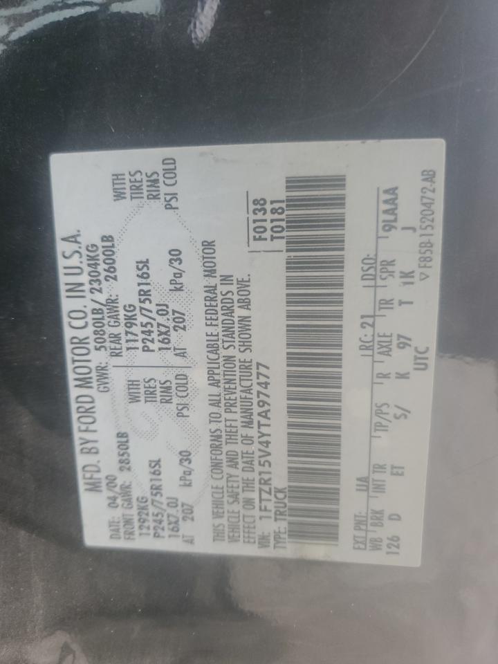 2000 Ford Ranger Super Cab VIN: 1FTZR15V4YTA97477 Lot: 92511275