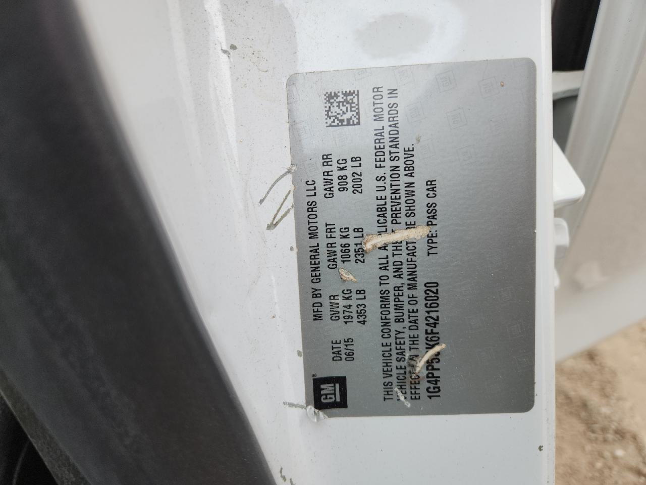 2015 Buick Verano VIN: 1G4PP5SK6F4216020 Lot: 91098145