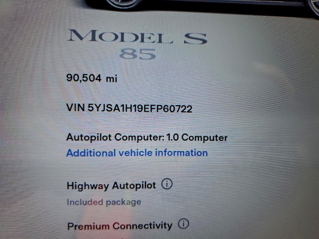 2014 Tesla Model S VIN: 5YJSA1H19EFP60722 Lot: 94326715