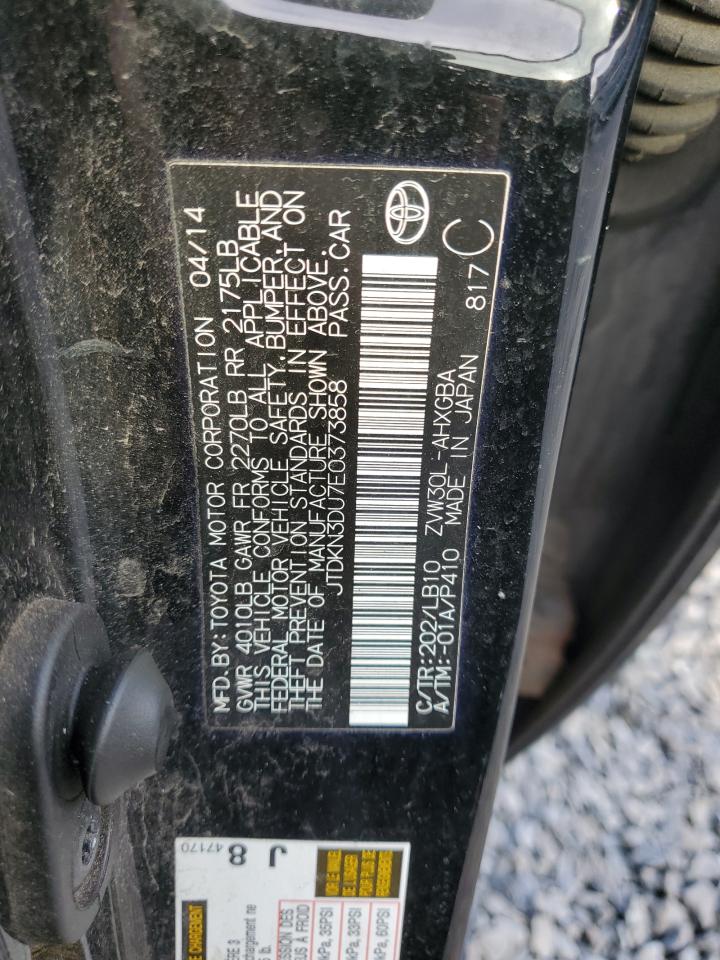 2014 Toyota Prius VIN: JTDKN3DU7E0373858 Lot: 93512585