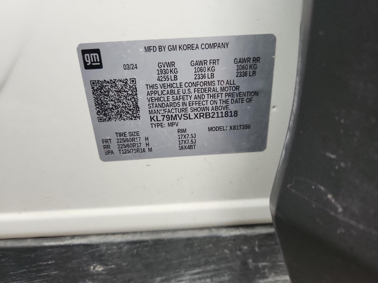 2024 Chevrolet Trailblazer Activ VIN: KL79MVSLXRB211818 Lot: 92945565