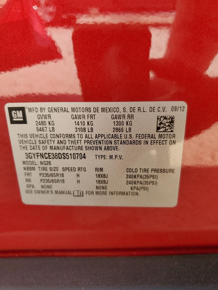 2013 Cadillac Srx Luxury Collection VIN: 3GYFNCE38DS510704 Lot: 91221605