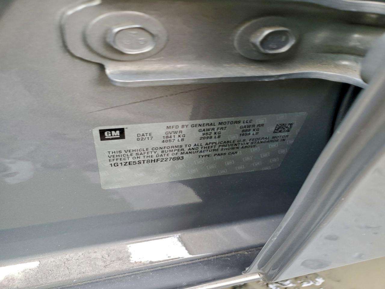 2017 Chevrolet Malibu Lt VIN: 1G1ZE5ST8HF227693 Lot: 93392315