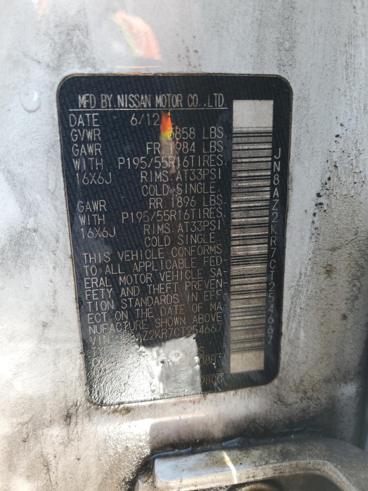 2012 Nissan Cube Base VIN: JN8AZ2KR7CT254667 Lot: 91742395