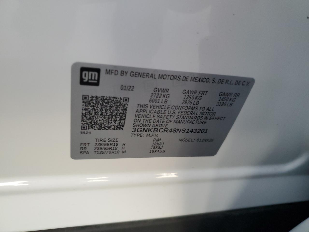 2022 Chevrolet Blazer 2Lt VIN: 3GNKBCR48NS143201 Lot: 92260525