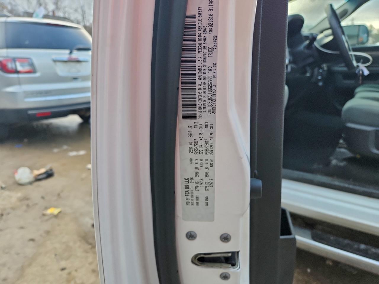 2016 Ram 1500 St VIN: 3C6JR7DT1GG267023 Lot: 93507665