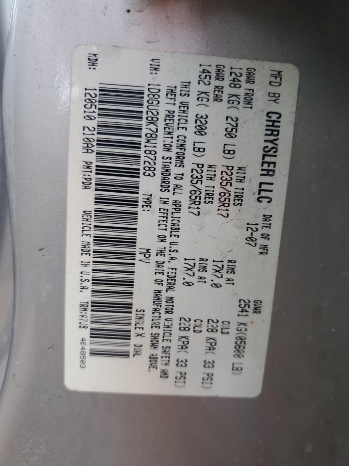 2008 Dodge Nitro Sxt VIN: 1D8GU28K78W187283 Lot: 92479645