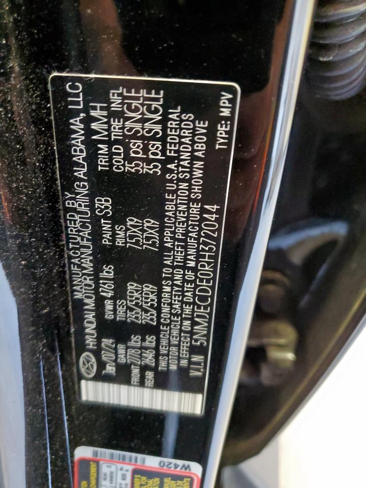 2024 Hyundai Tucson Limited VIN: 5NMJECDE0RH372044 Lot: 91935355