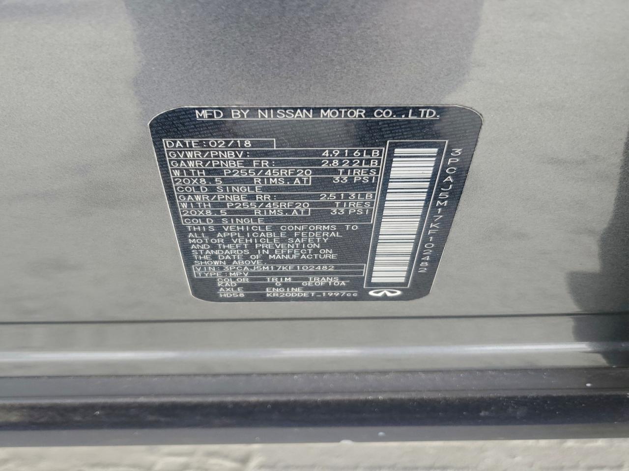 2019 Infiniti Qx50 Essential VIN: 3PCAJ5M17KF102482 Lot: 93863115