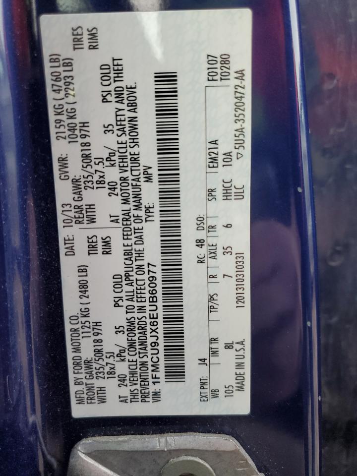 2014 Ford Escape Titanium VIN: 1FMCU9JX6EUB60977 Lot: 92797095