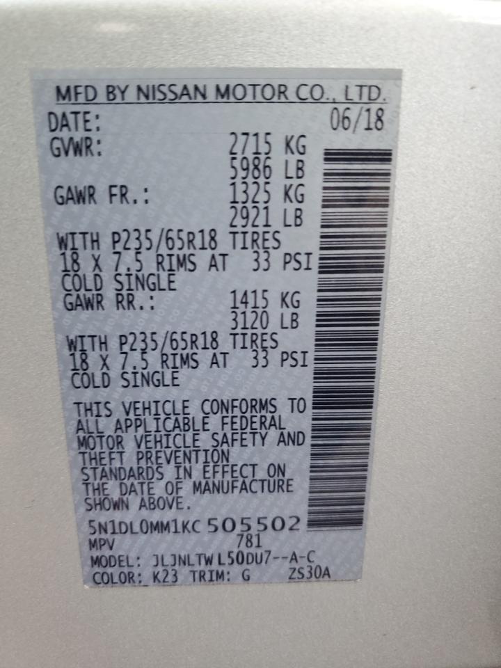 2019 Infiniti Qx60 Luxe VIN: 5N1DL0MM1KC505502 Lot: 92178245