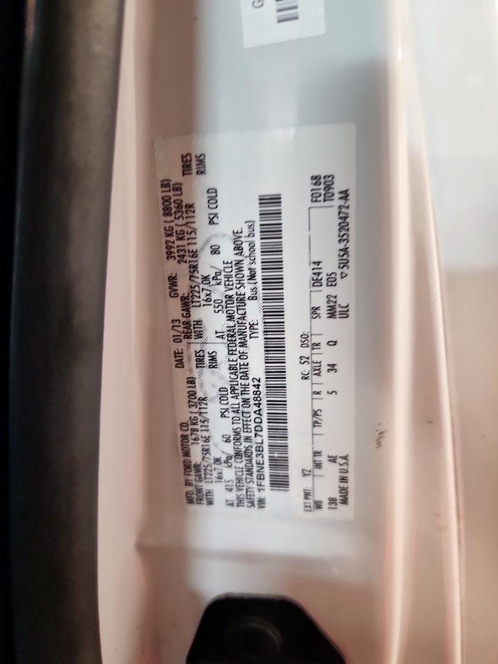 2013 Ford Econoline E350 Super Duty Wagon VIN: 1FBNE3BL7DDA48842 Lot: 92715975