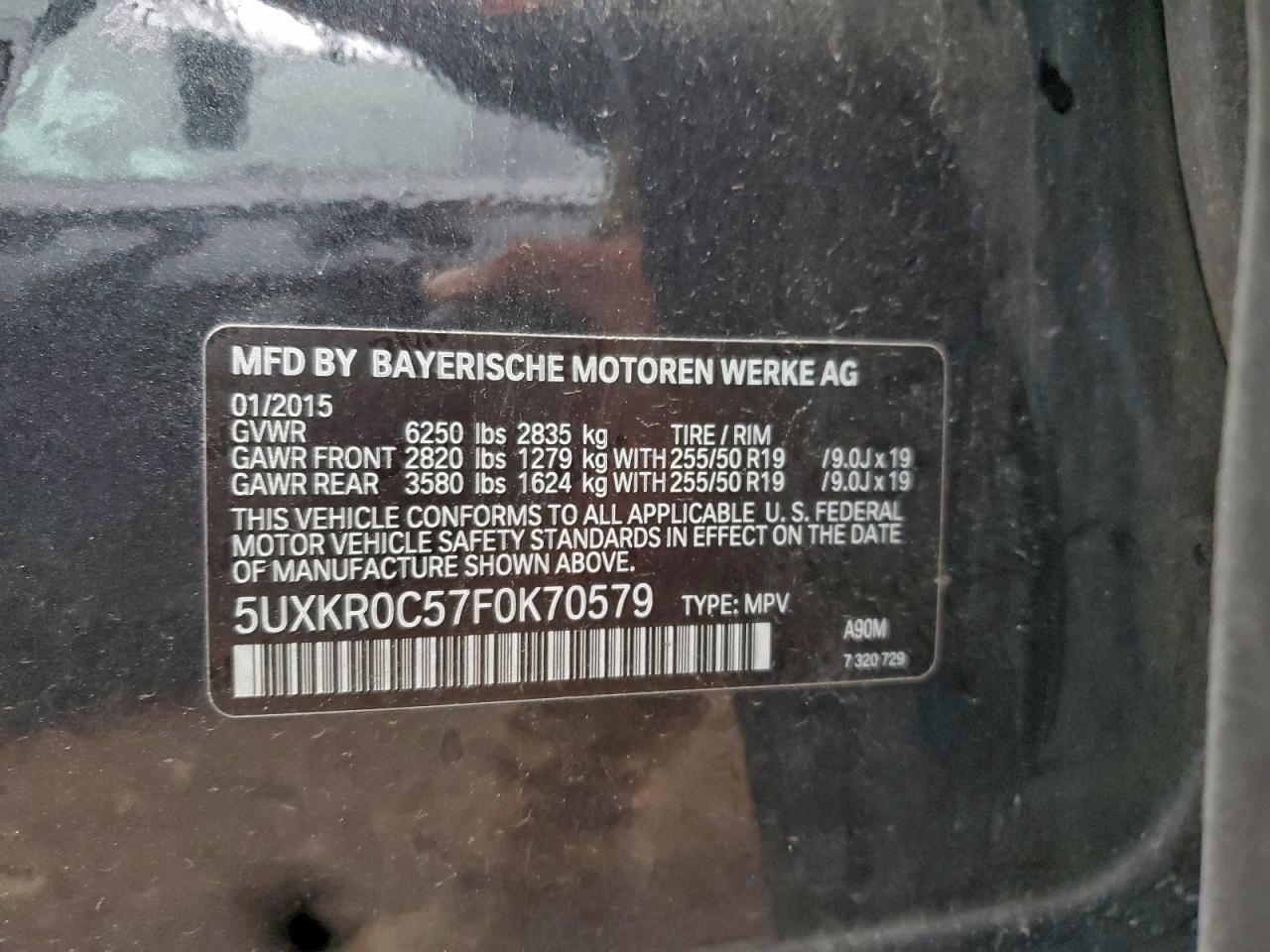 2015 BMW X5 xDrive35I VIN: 5UXKR0C57F0K70579 Lot: 91865335