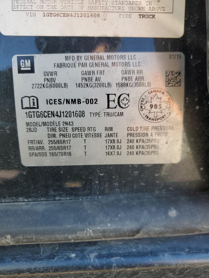 2018 GMC Canyon Sle VIN: 1GTG6CEN4J1201608 Lot: 91311665