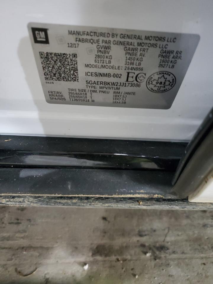 2018 Buick Enclave Essence VIN: 5GAERBKW2JJ173086 Lot: 92863765