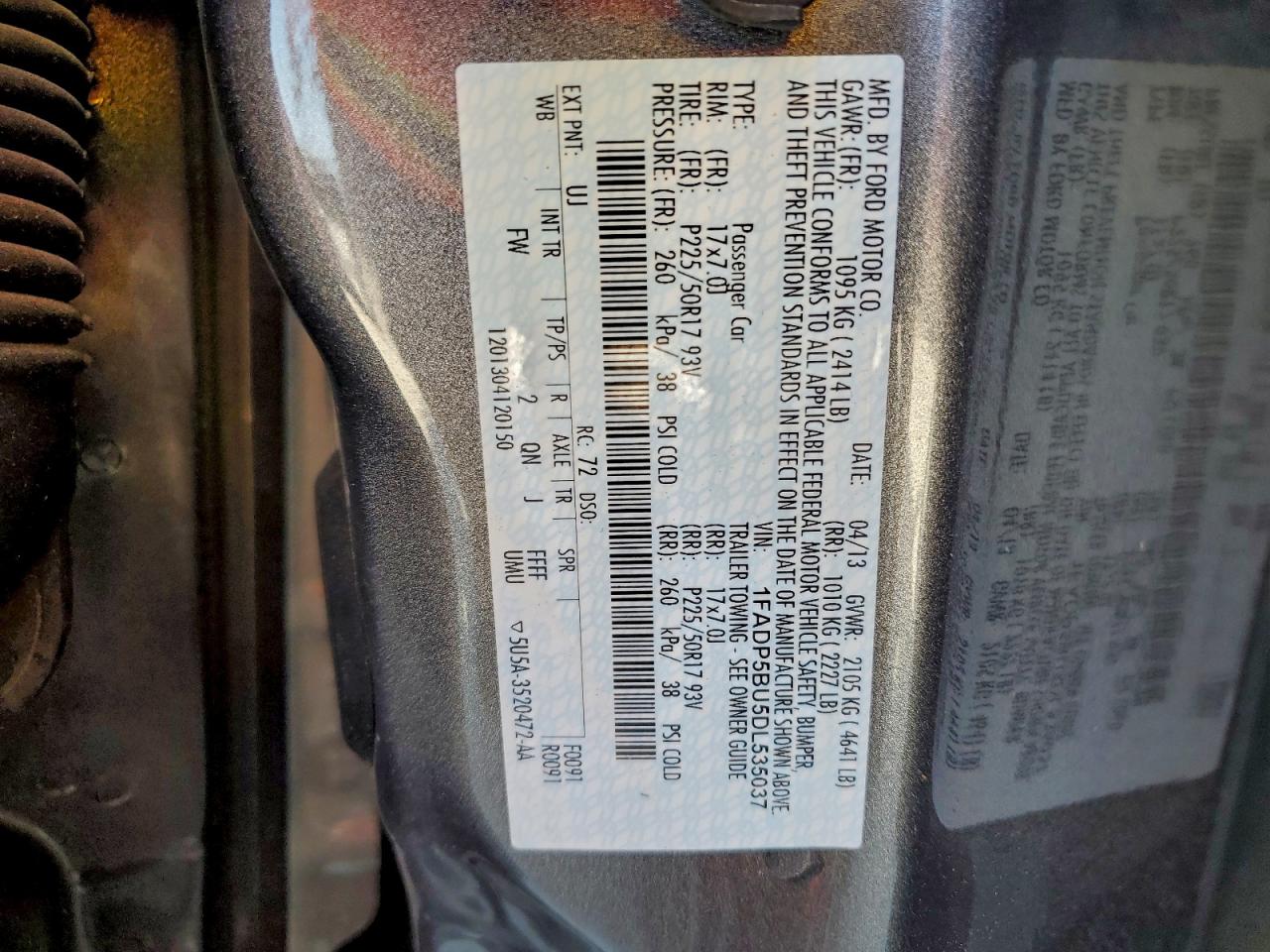 2013 Ford C-Max Sel VIN: 1FADP5BU5DL535037 Lot: 92833955