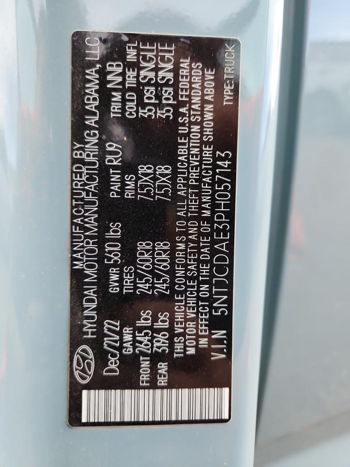 2023 Hyundai Santa Cruz Sel VIN: 5NTJCDAE3PH057143 Lot: 92392975