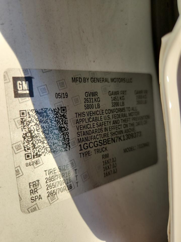 2019 Chevrolet Colorado VIN: 1GCGSBEN7K1309373 Lot: 91862065