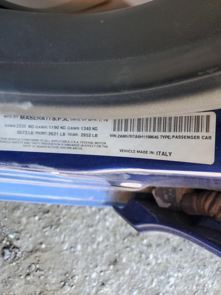 2017 Maserati Ghibli S VIN: ZAM57RTA8H1198645 Lot: 90922235