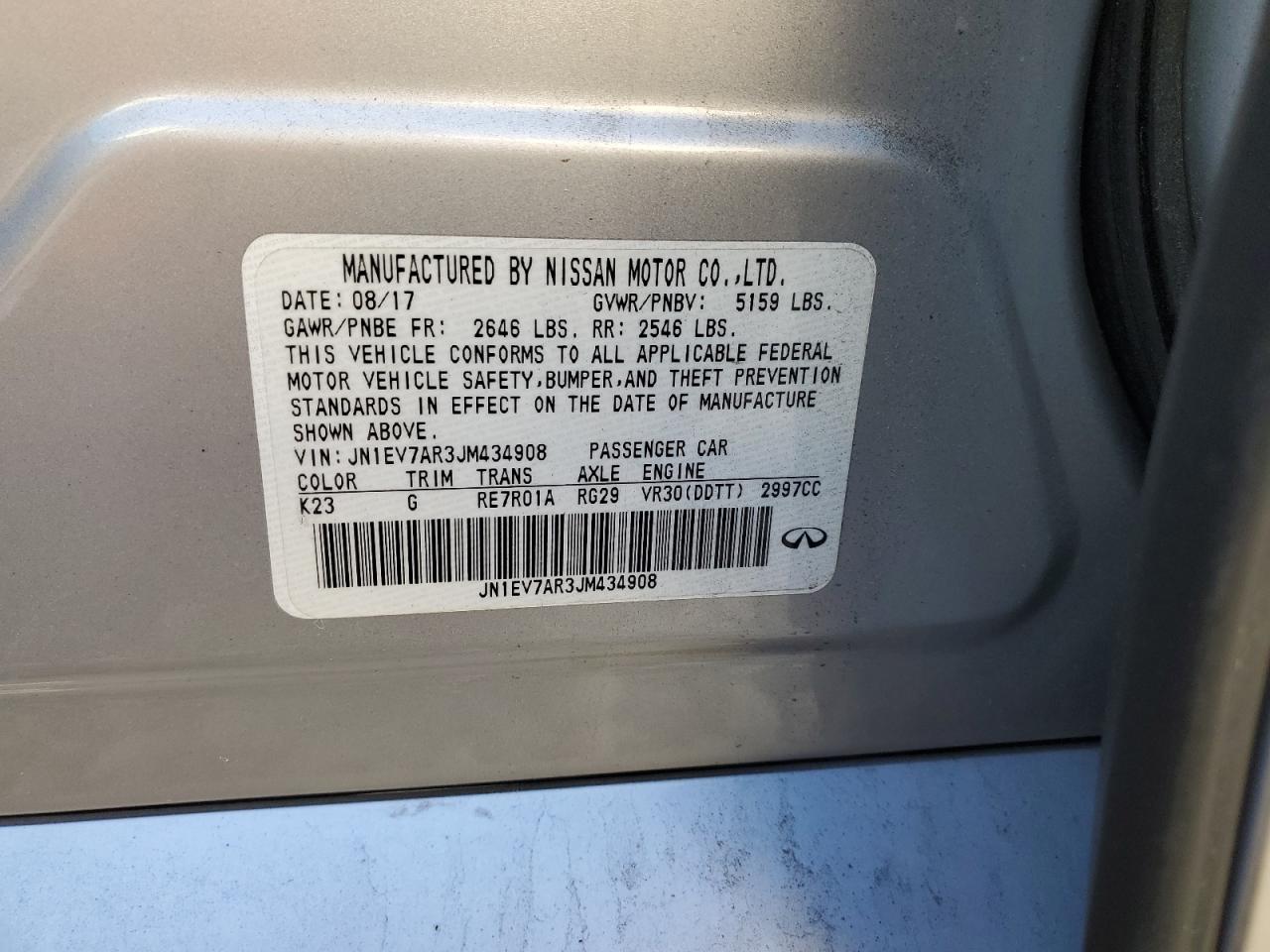 2018 Infiniti Q50 Luxe VIN: JN1EV7AR3JM434908 Lot: 93014005