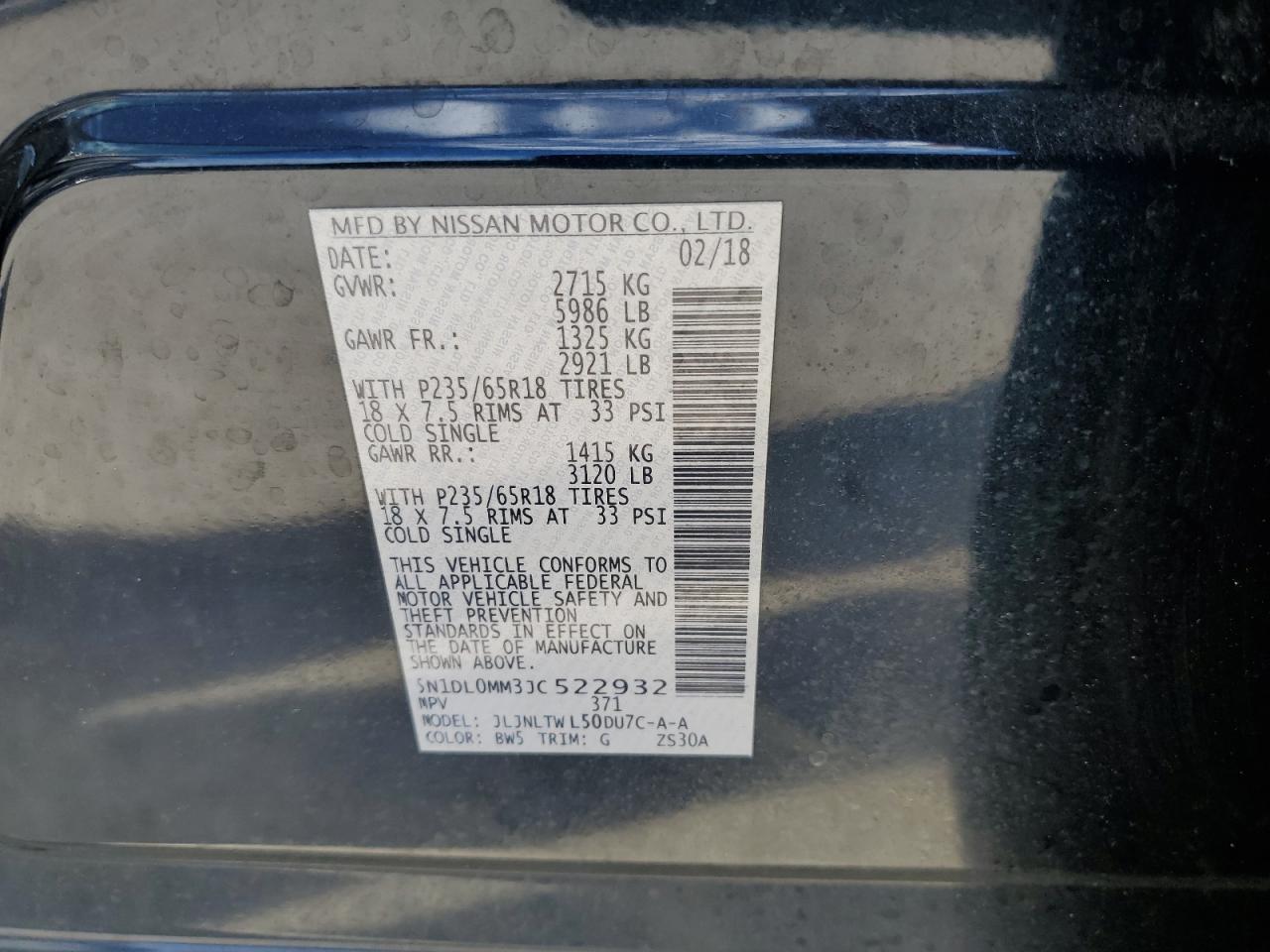 2018 Infiniti Qx60 VIN: 5N1DL0MM3JC522932 Lot: 91352175