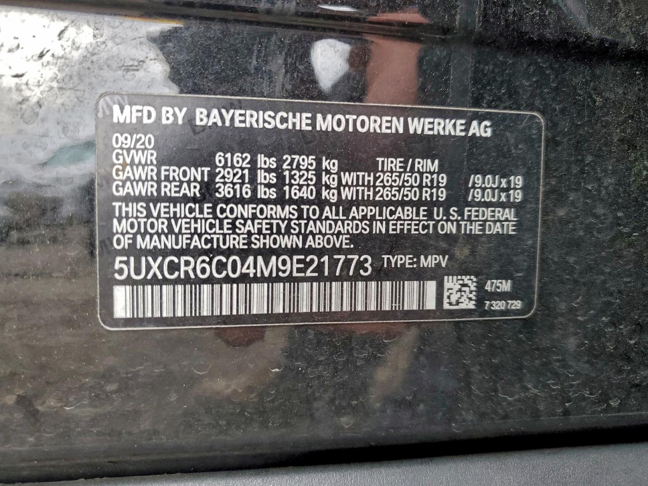 2021 BMW X5 xDrive40I VIN: 5UXCR6C04M9E21773 Lot: 93692225