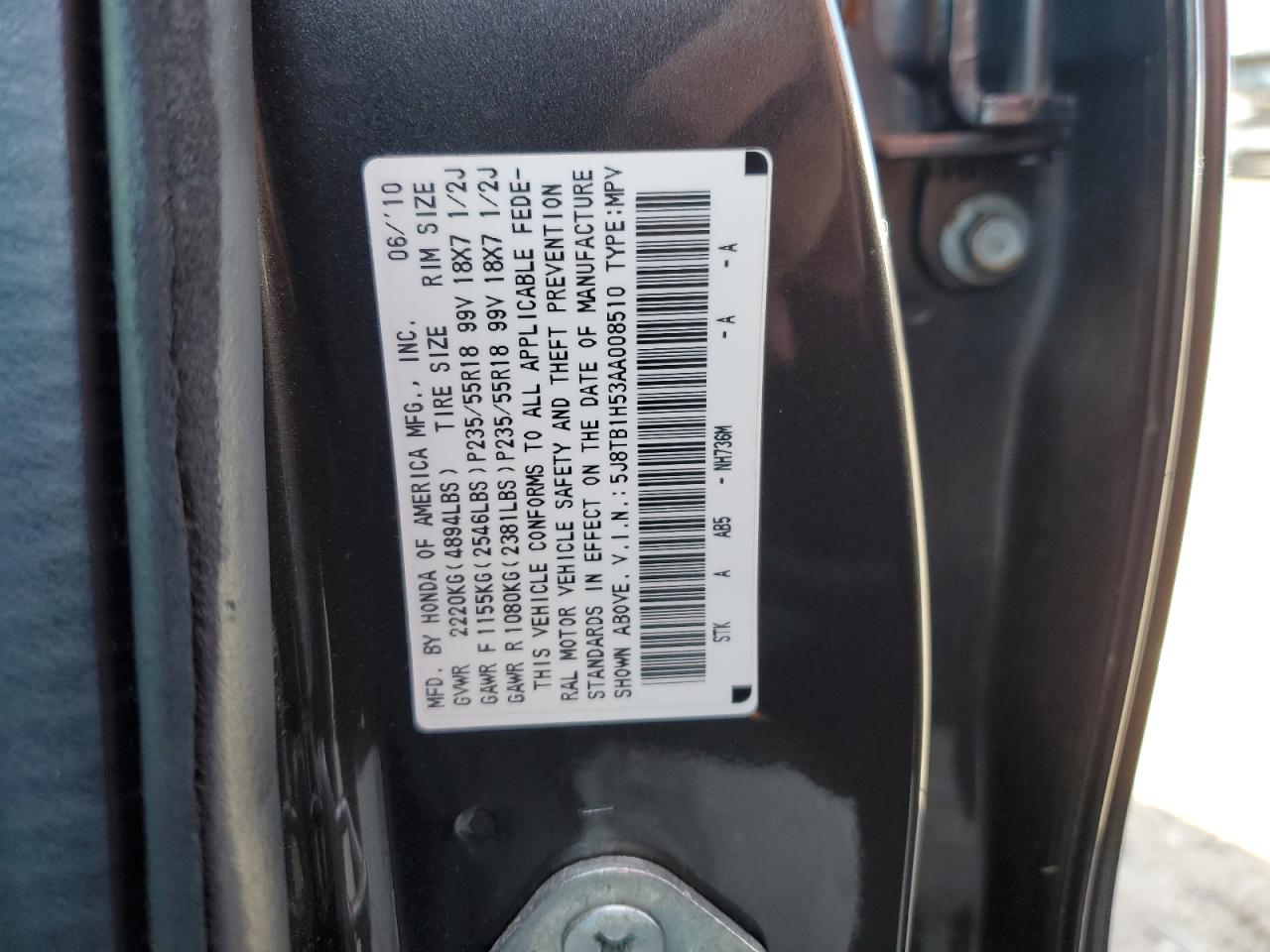 2010 Acura Rdx Technology VIN: 5J8TB1H53AA008510 Lot: 91378805