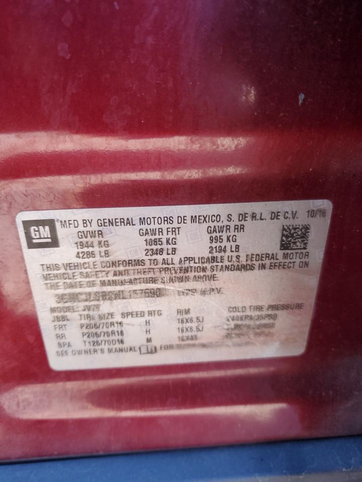 2017 Chevrolet Trax 1Lt VIN: 3GNCJLSB0HL157690 Lot: 93191075