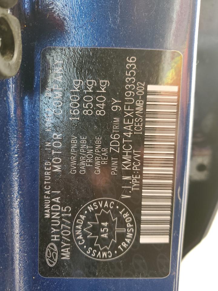 2015 Hyundai Accent Gls VIN: KMHCT4AEXFU933536 Lot: 92132395