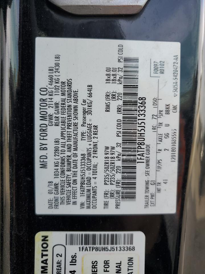 2018 Ford Mustang VIN: 1FATP8UH5J5133368 Lot: 92610805