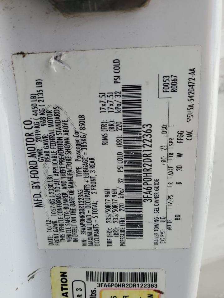 2013 Ford Fusion Se VIN: 3FA6P0HR2DR122363 Lot: 90898635