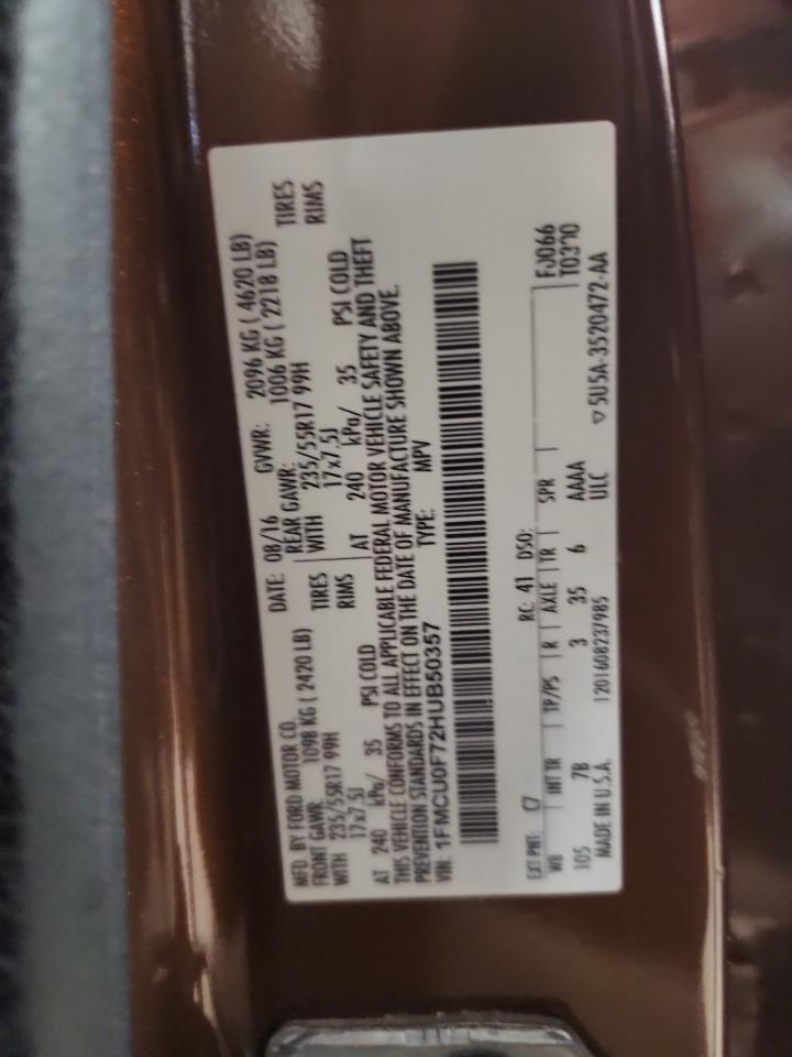 2017 Ford Escape S VIN: 1FMCU0F72HUB50357 Lot: 93148625