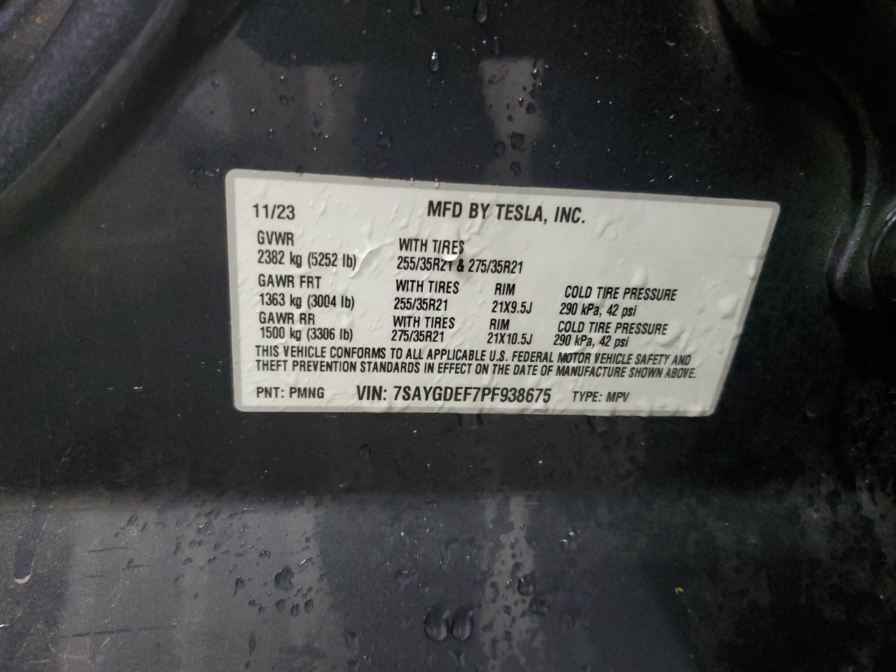 2023 Tesla Model Y VIN: 7SAYGDEF7PF938675 Lot: 92172965