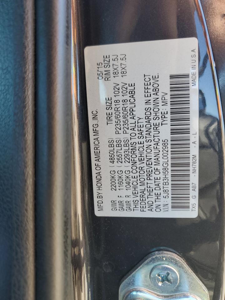 2016 Acura Rdx Technology VIN: 5J8TB3H58GL002985 Lot: 92380865