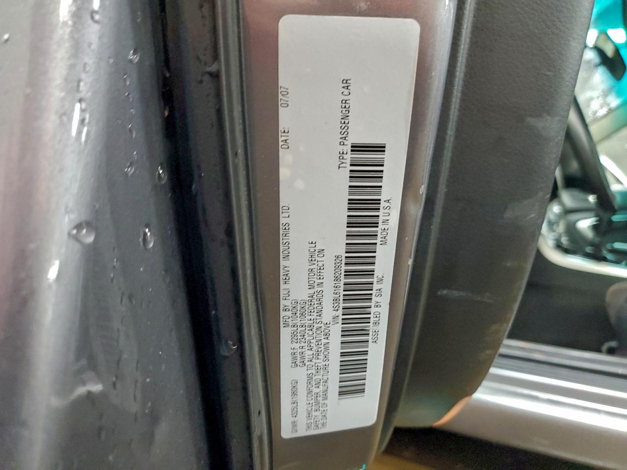 2008 Subaru Legacy 2.5I VIN: 4S3BL616186209326 Lot: 93757965