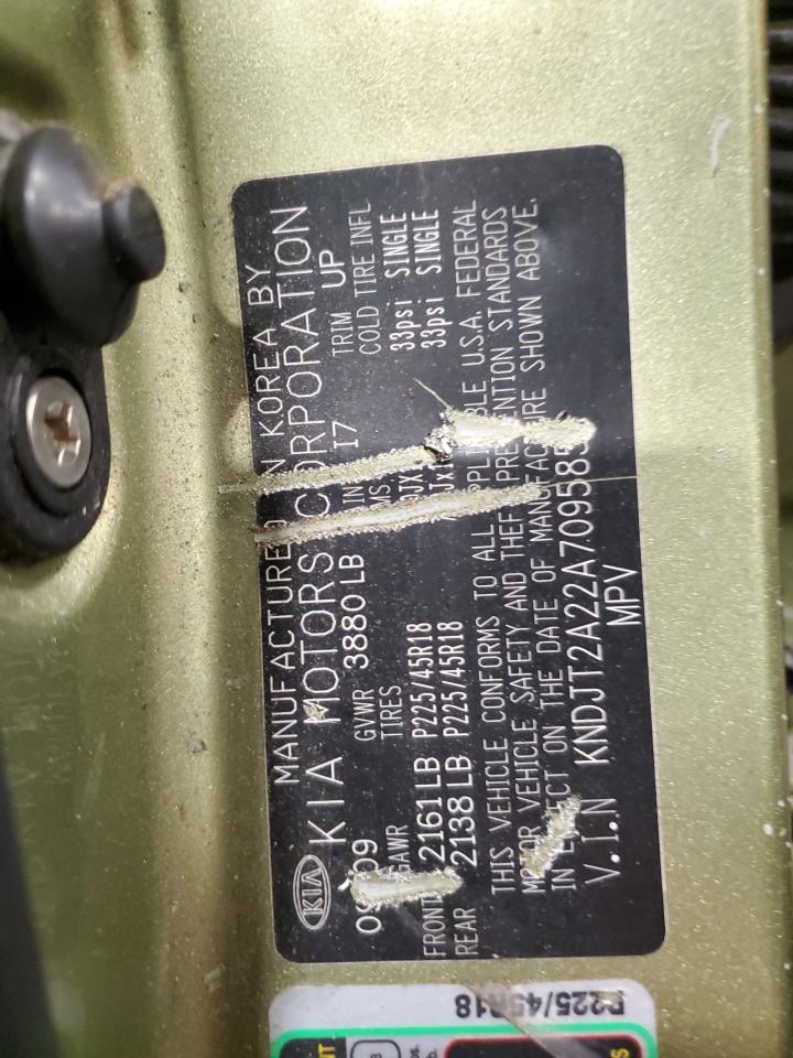 2010 Kia Soul + VIN: KNDJT2A22A7095855 Lot: 93221445